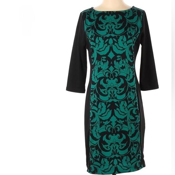 New York & Company black and emerald green sheath dress size small - Picture 1 of 6